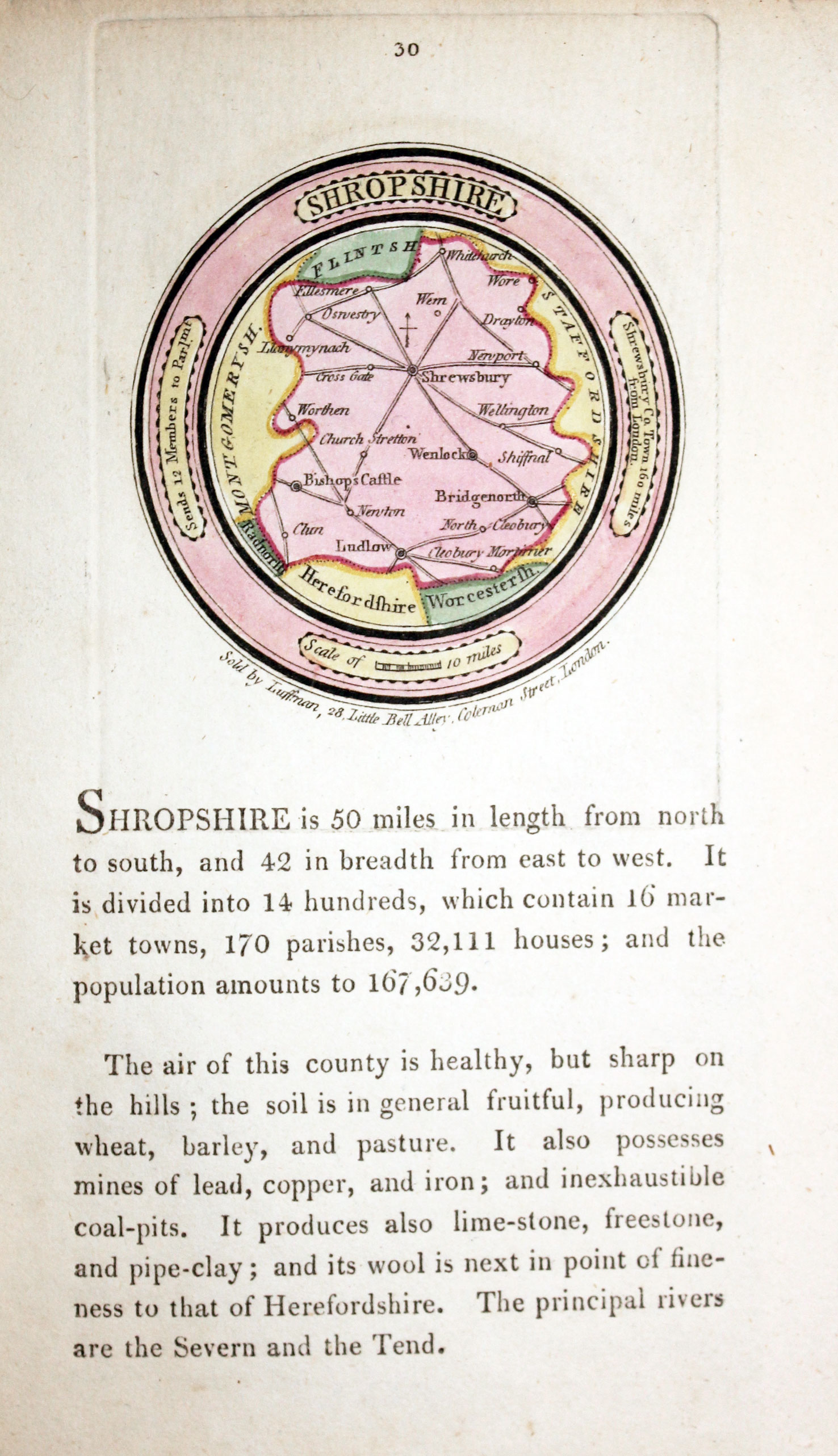 Map of Shropshire by John Luffman 1803