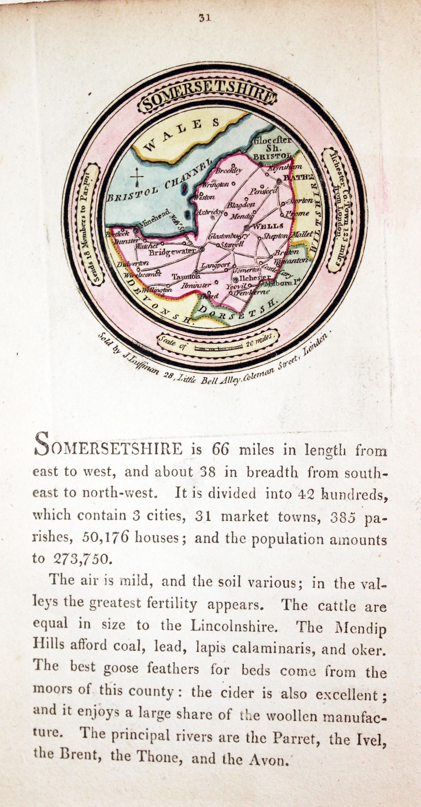 Map of Somerset by John Luffman 1803