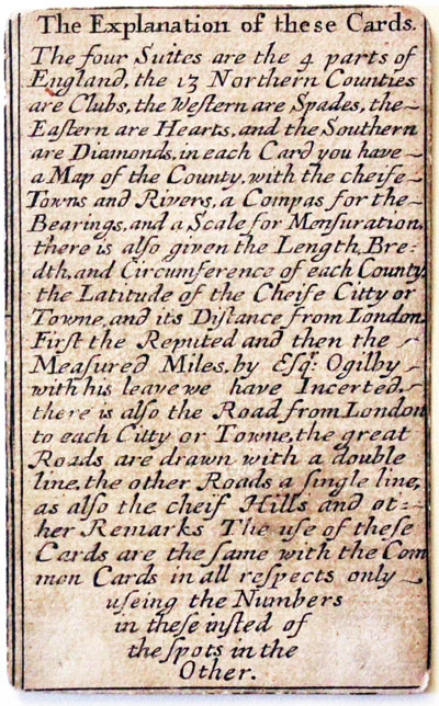 Explanation from Robert Morden's pack of playing cards