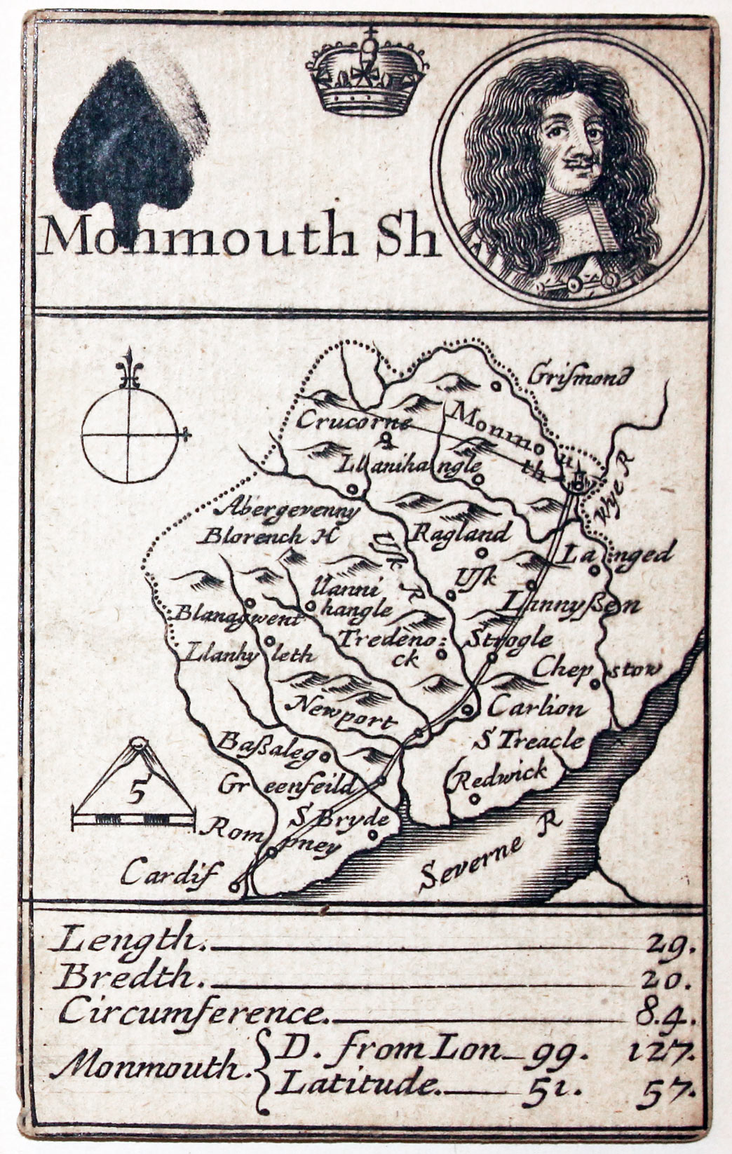 Morden Playing Card with map of Monmouthshire