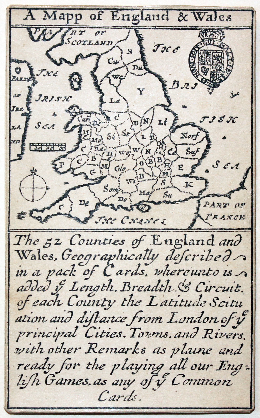 Morden Playing Card showing counties of England and Wales