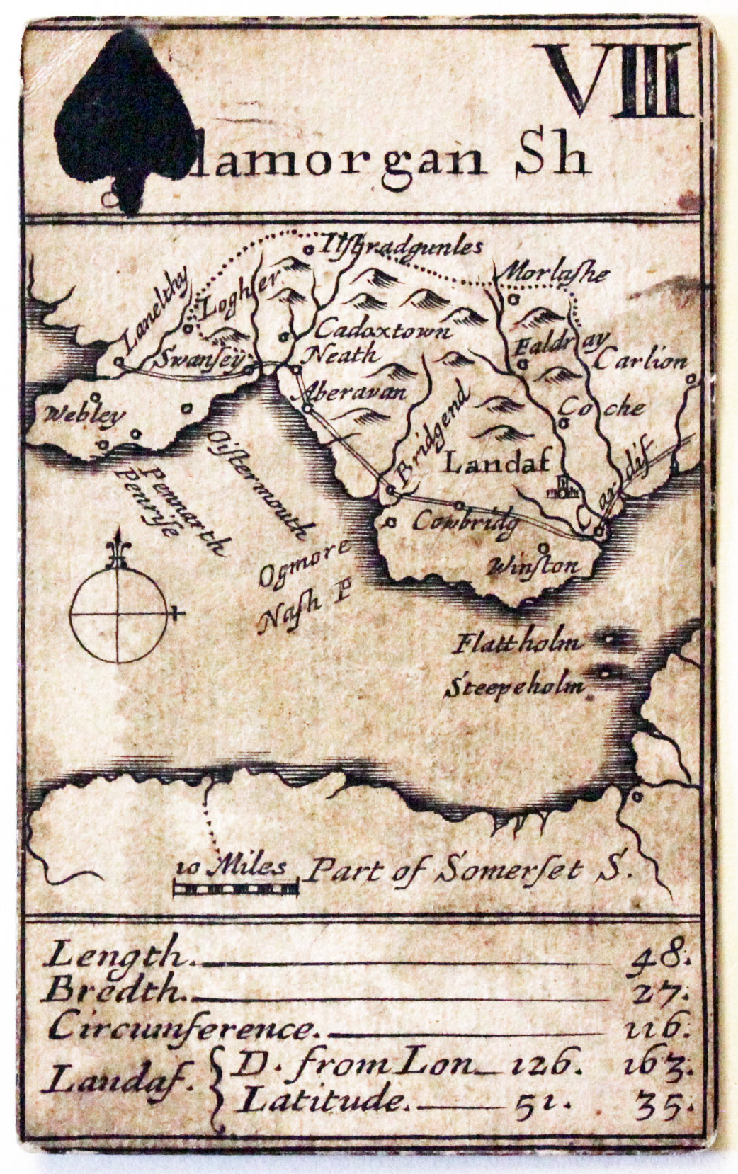 Morden Playing Card with map of Glamorganshire