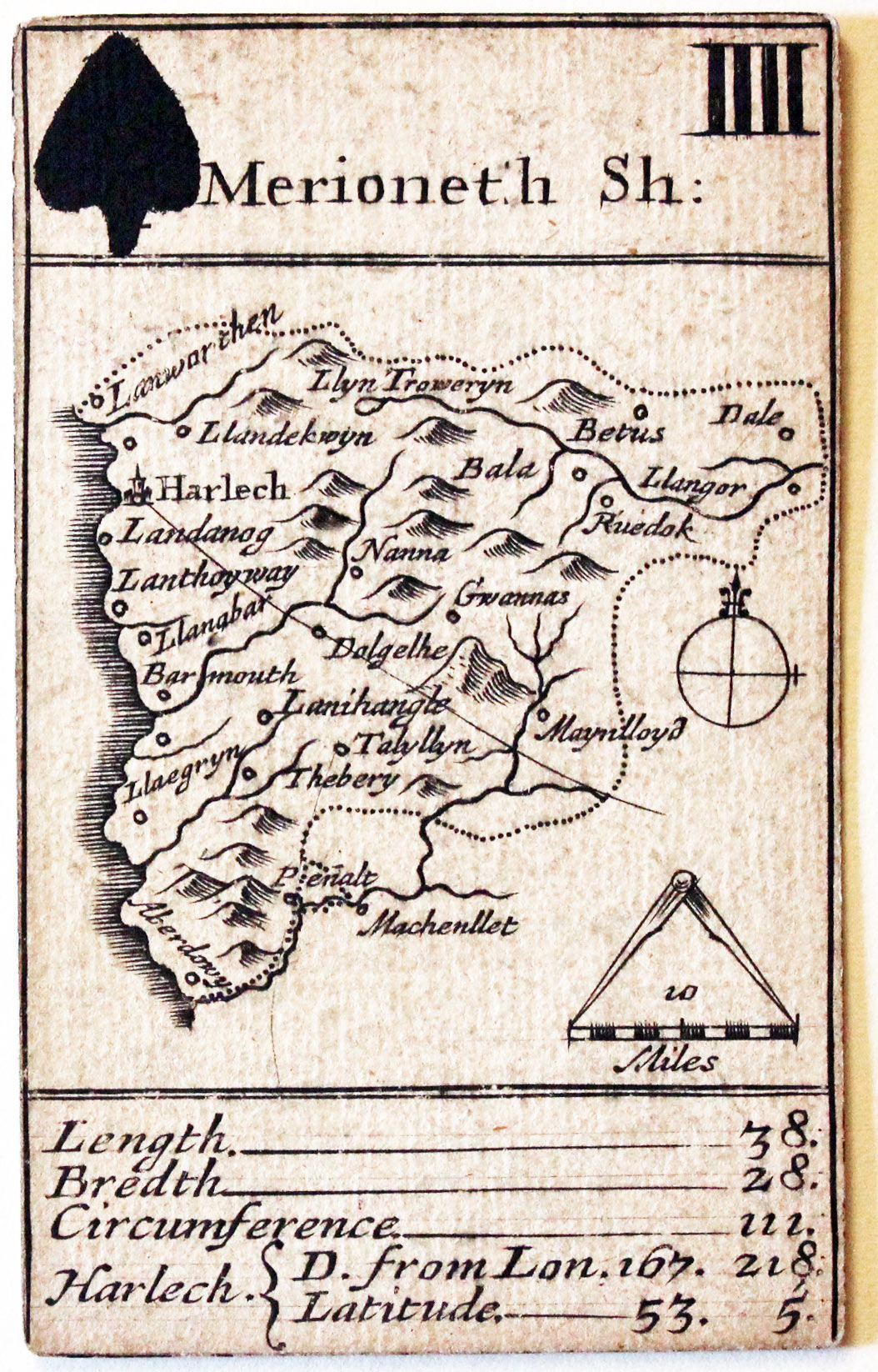 Robert Morden's playing card of Merionethshire