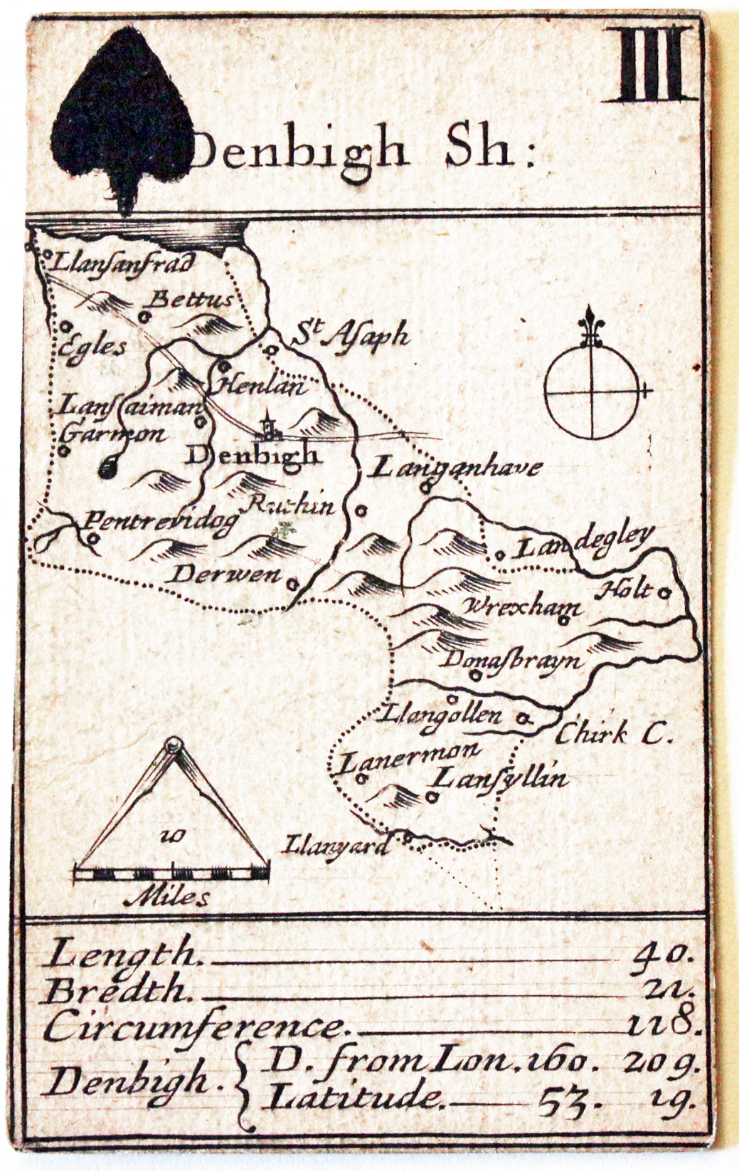 Robert Morden's playing card of Denbighshire