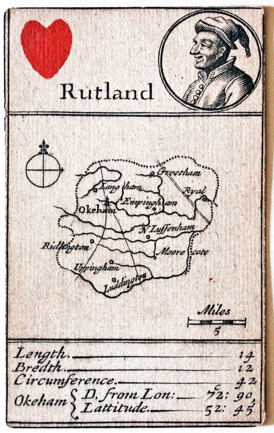 Robert Morden's playing card of Rutlandshire