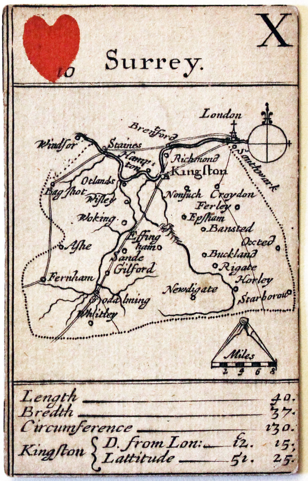 Robert Morden's playing card of Surrey