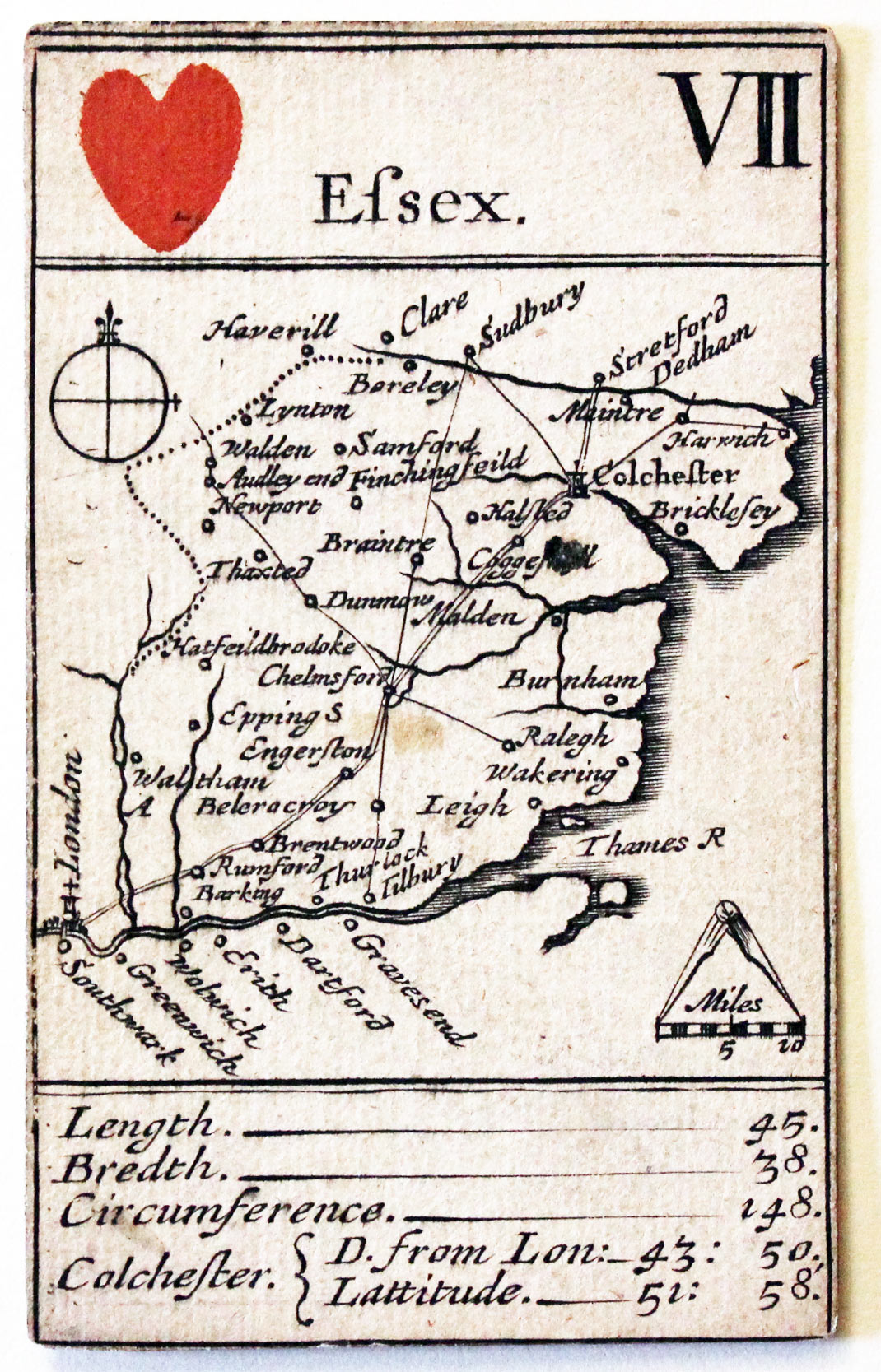 Robert Morden's playing card of Essex