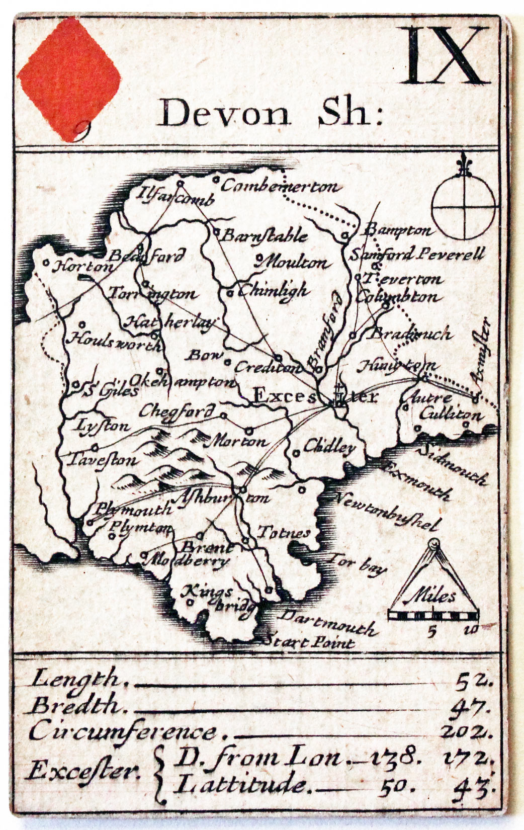 Robert Morden's playing card of Devonshire