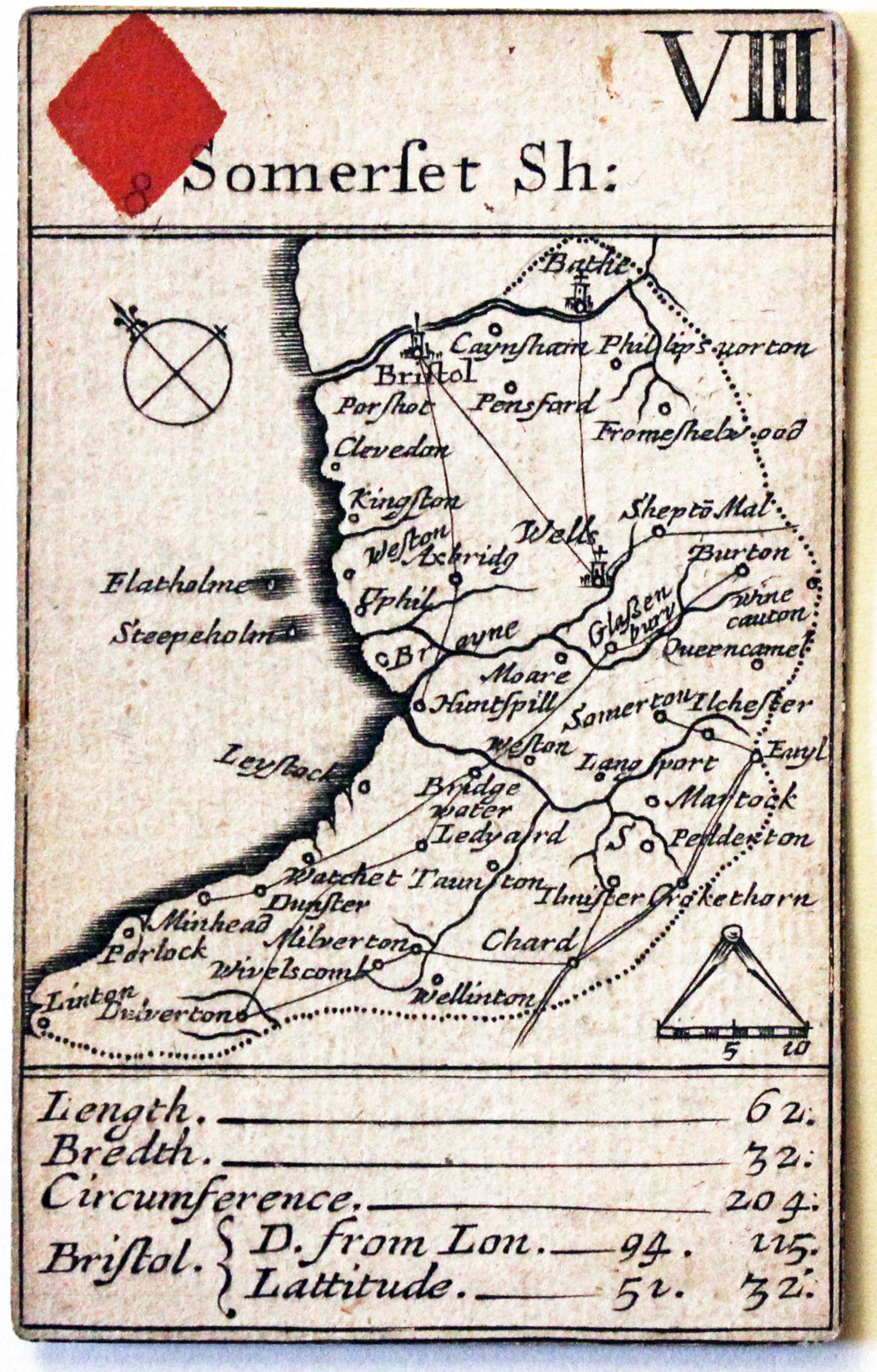 Robert Morden's playing card of Somerset