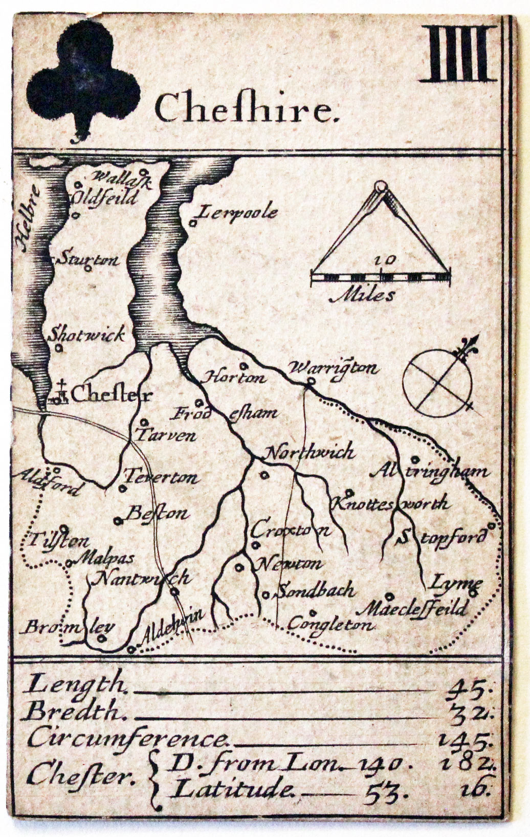 Robert Morden's playing card of Cheshire