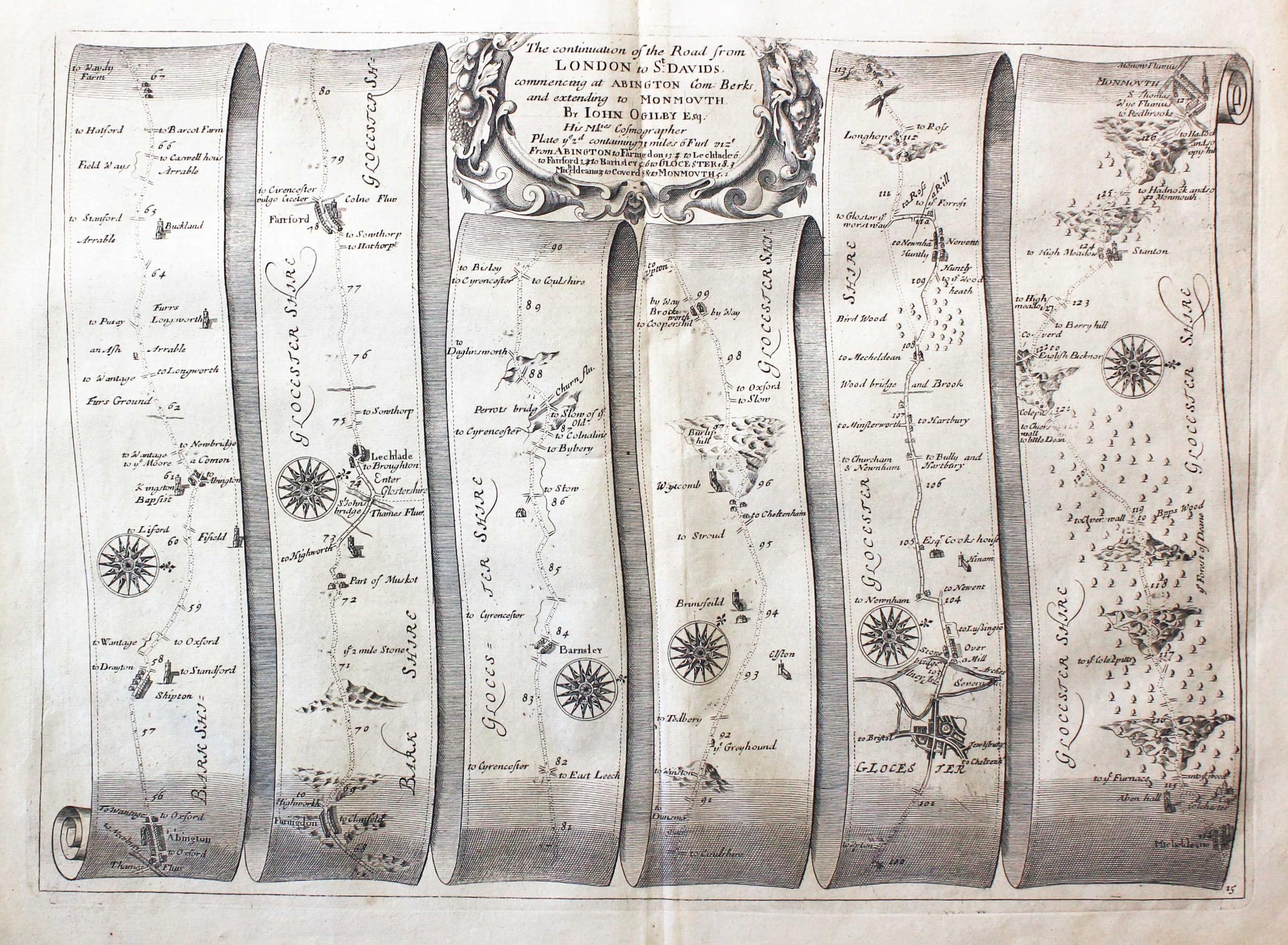 Plate 15 Abingdon to Monmouth John Ogilby 1675