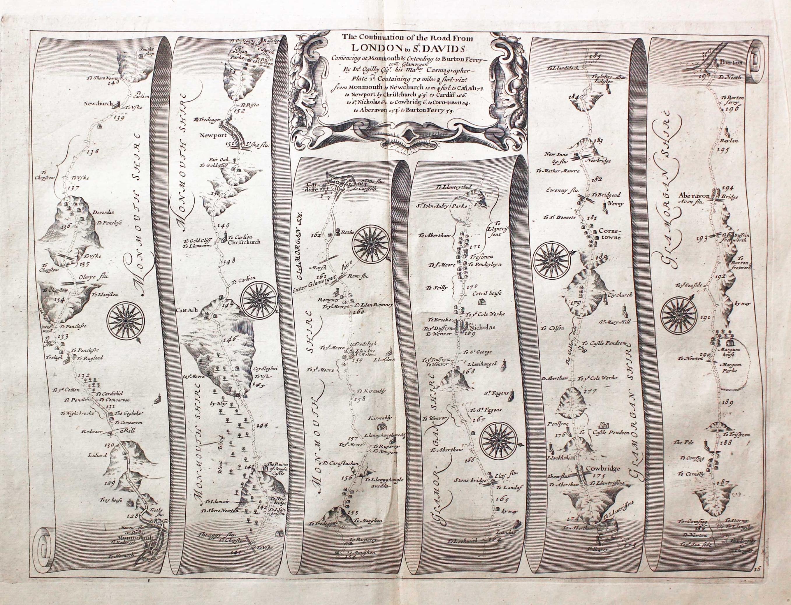 Plate 16 Monmouth to Burton John Ogilby 1675