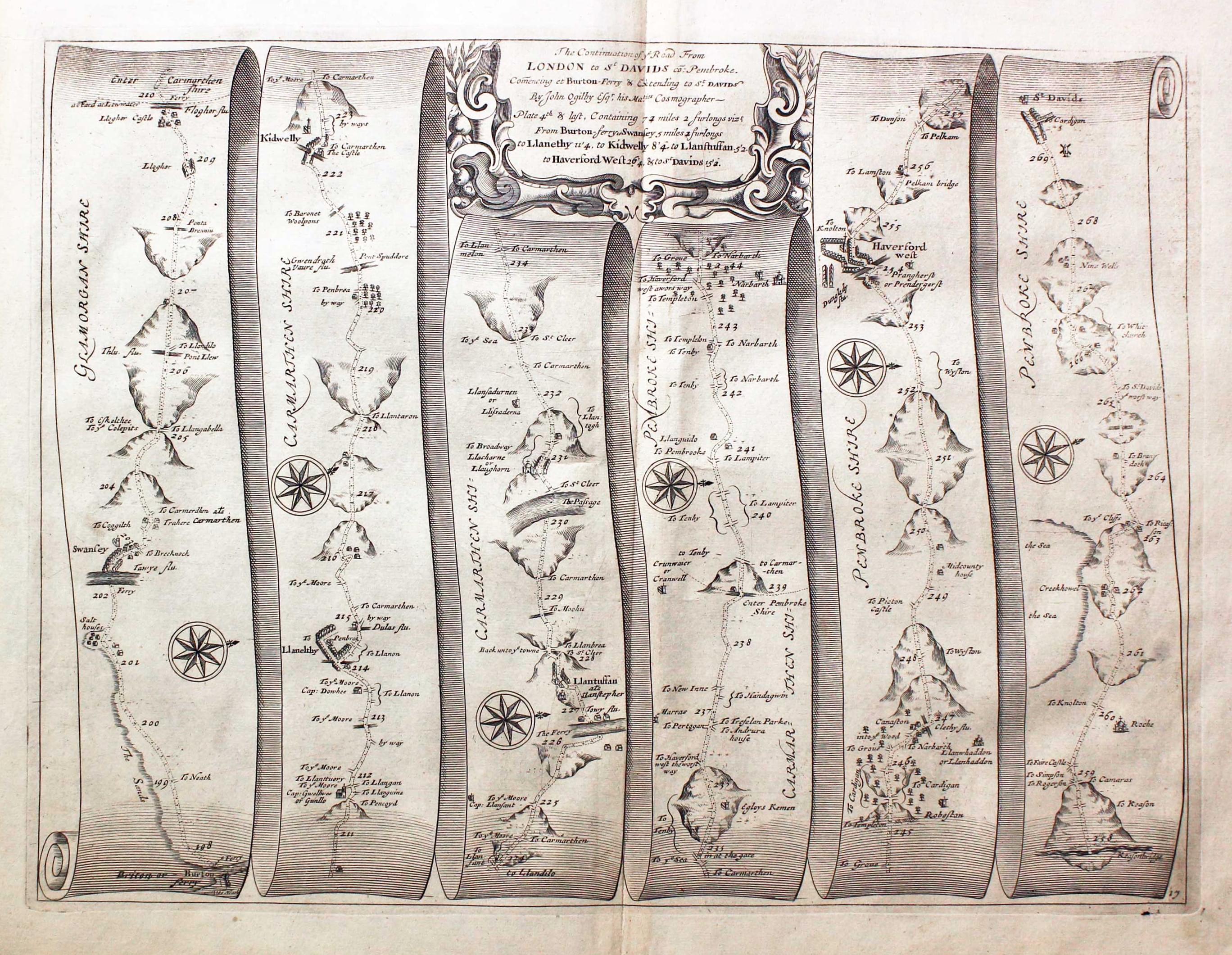 Plate 17 Burton to St. David's John Ogilby 1675