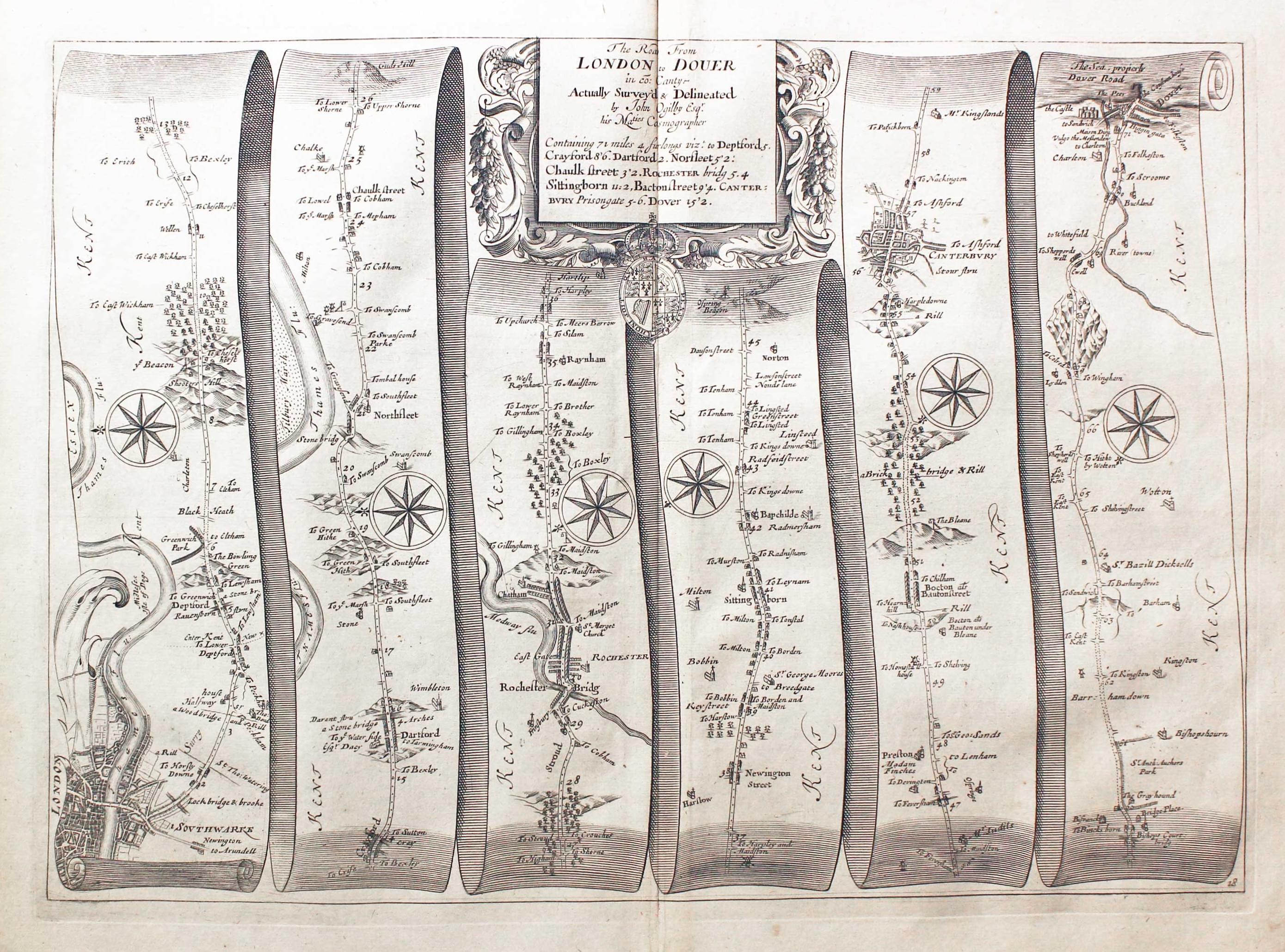Plate 18 London to Dover John Ogilby 1675