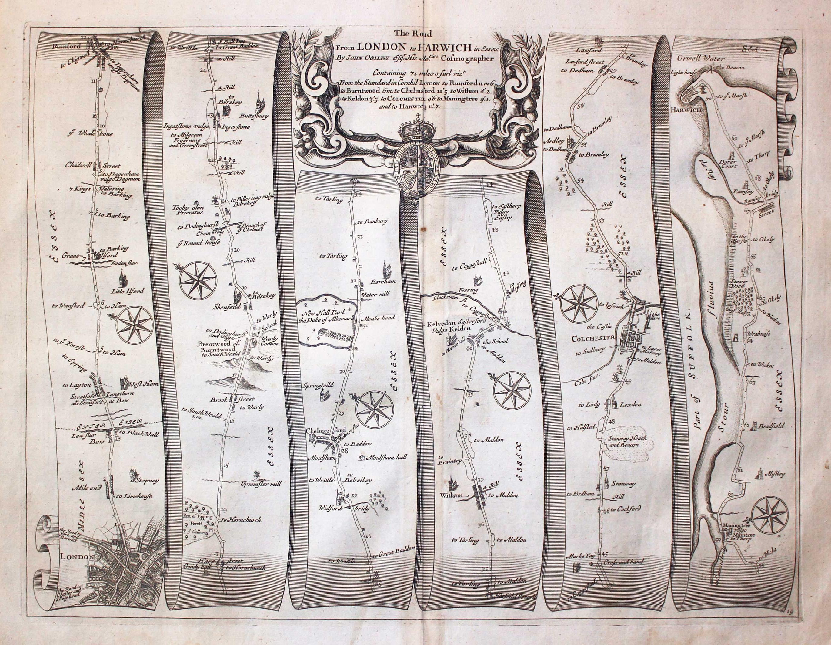 Plate 19 London to Harwich John Ogilby 1675