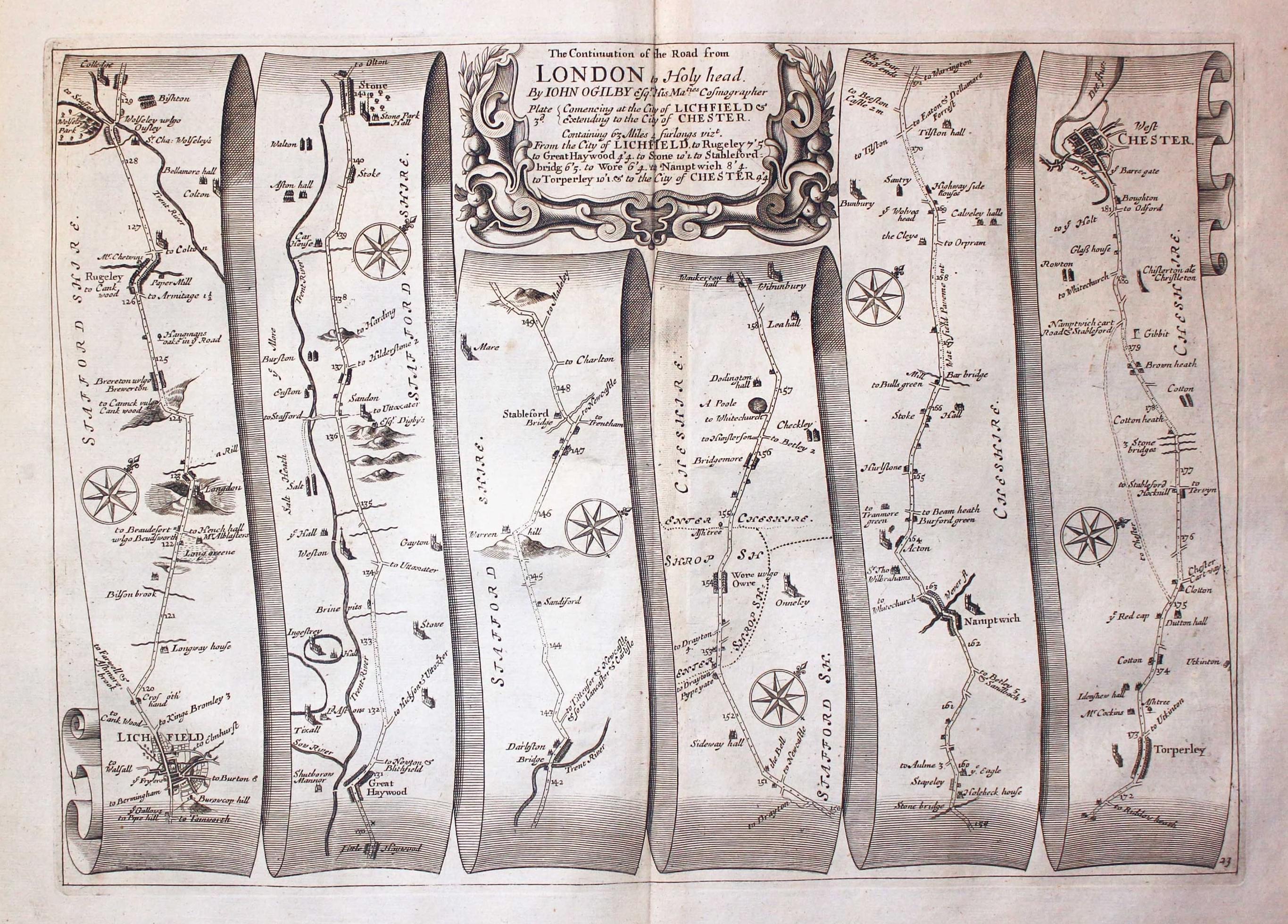 Plate 23 Lichfield to Chester John Ogilby 1675