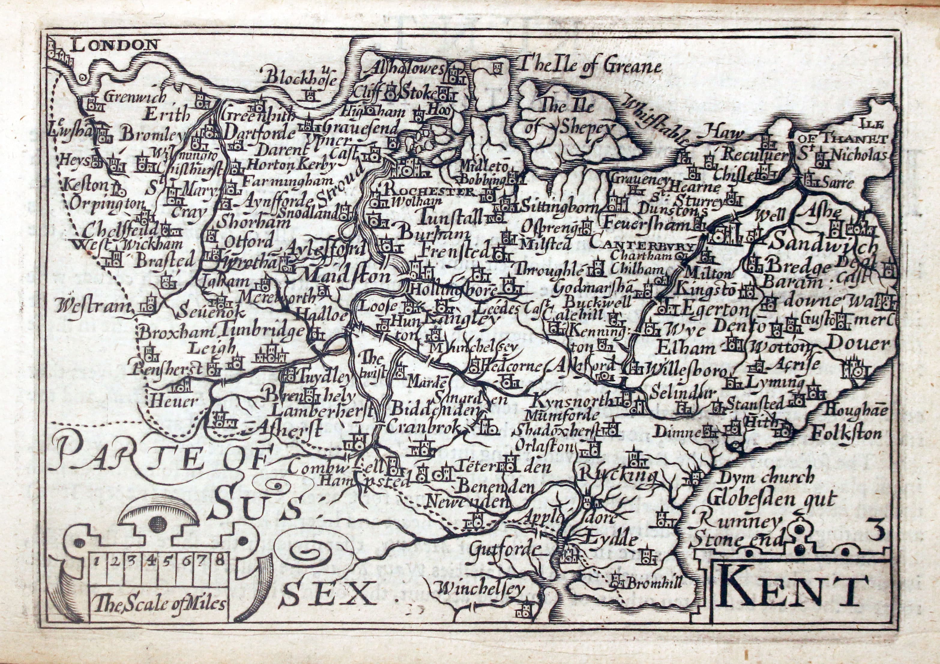 Map of Kent by Pieter van den Keere 1627  Map of Kent by Pieter van den Keere 1627