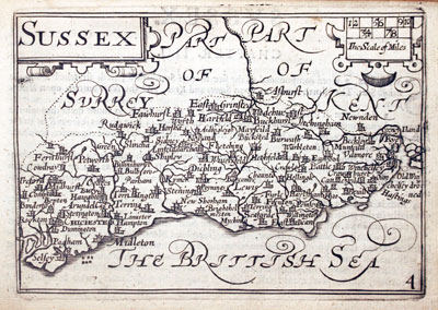  Map of Sussex by Pieter van den Keere 1627 