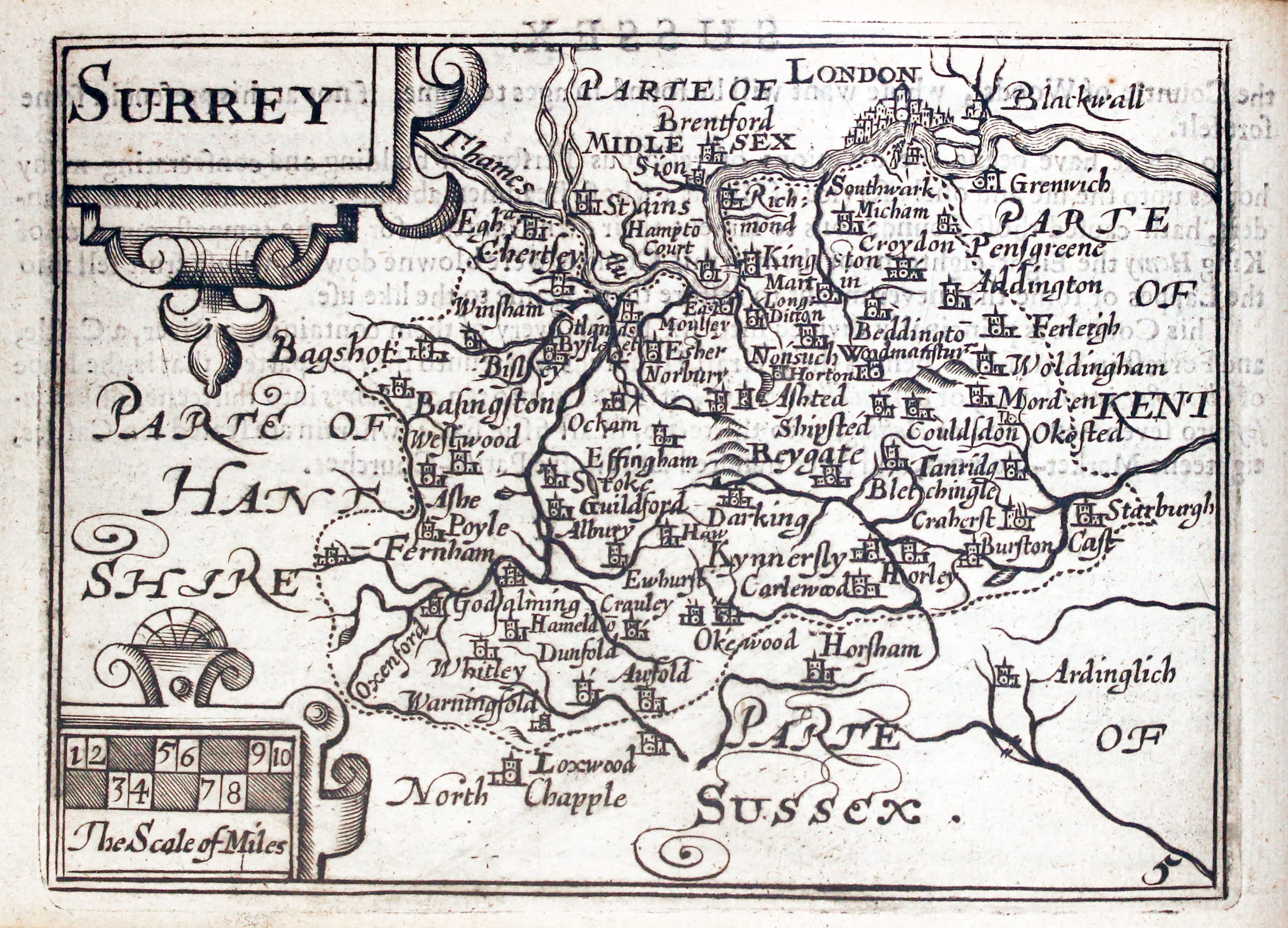 Map of Surrey by Pieter van den Keere 1627  Map of Surrey by Pieter van den Keere 1627