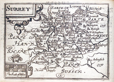  Map of Surrey by Pieter van den Keere 1627 