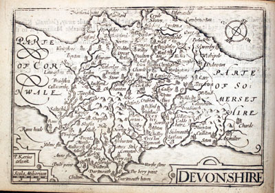 Map of Devonshire by Pieter van den Keere 1627