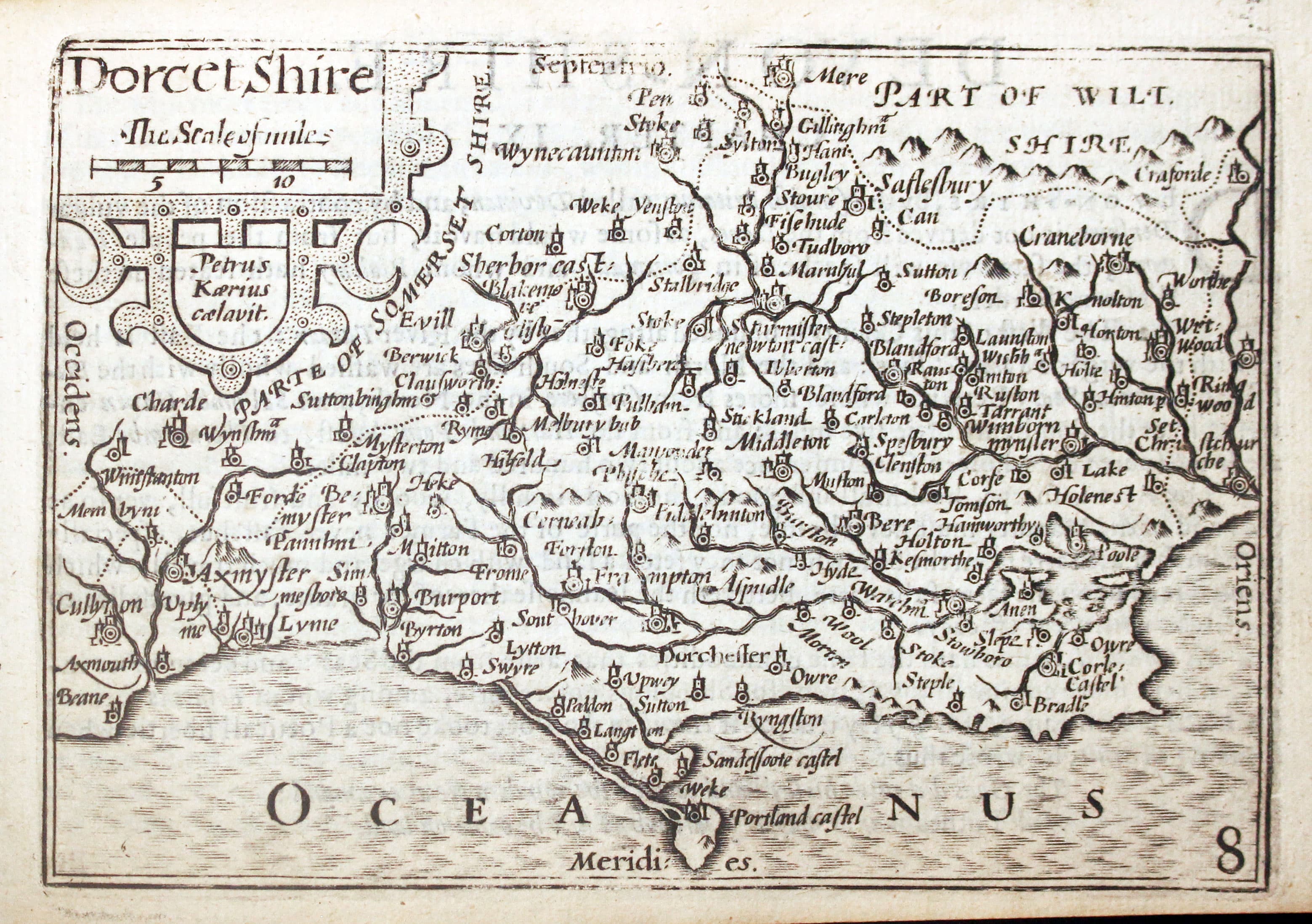 Map of Dorsetshire by Pieter van den Keere 1627  Map of Dorsetshire by Pieter van den Keere 1627
