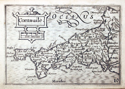 Map of Cornwall by Pieter van den Keere 1627