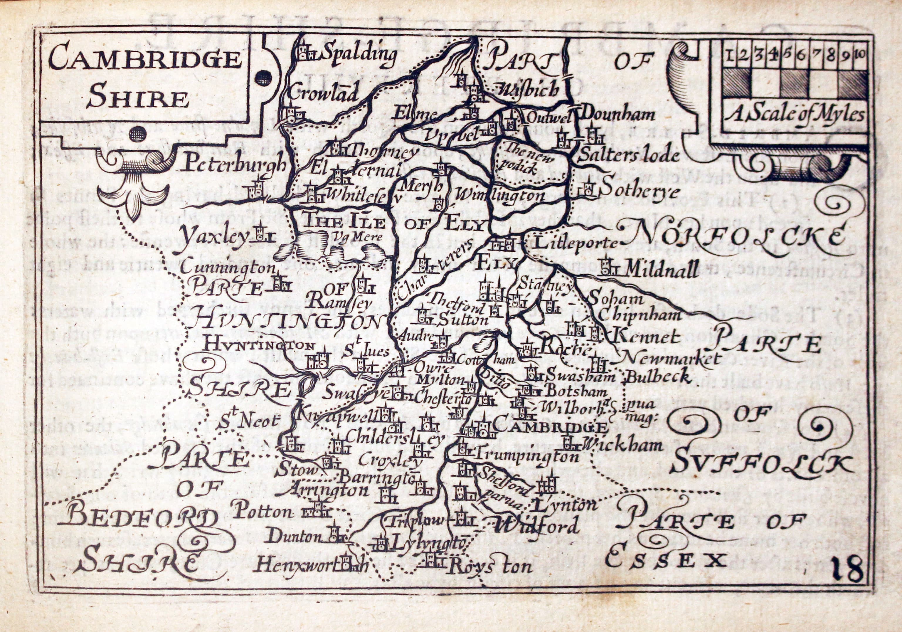 Map of Cambridgeshire by Pieter van den Keere 1627  Map of Cambridgeshire by Pieter van den Keere 1627