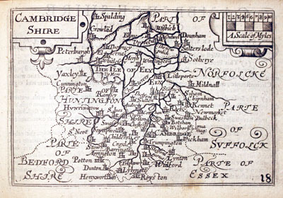 Map of Cambridgeshire by Pieter van den Keere 1627