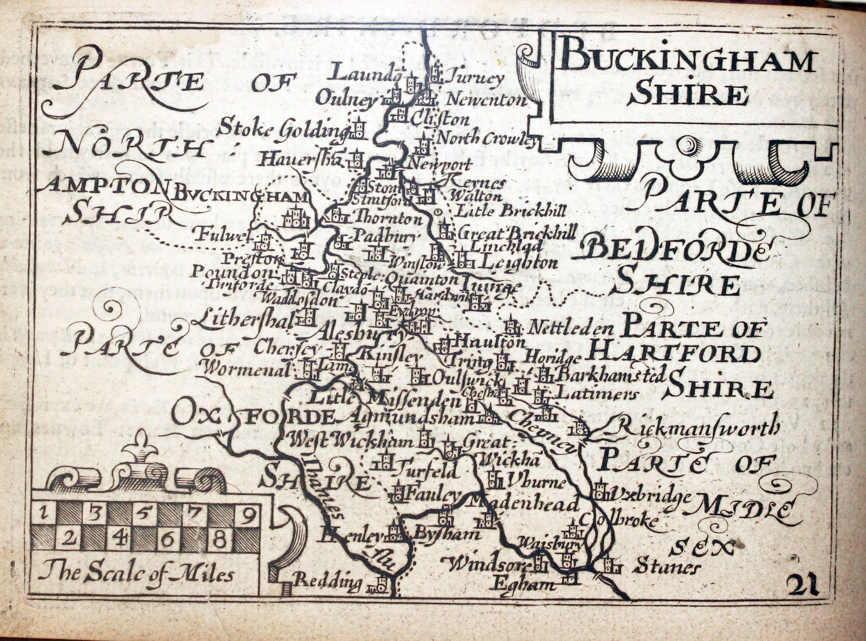 Map of Buckinghamshire by Pieter van den Keere 1627  Map of Buckinghamshire by Pieter van den Keere 1627