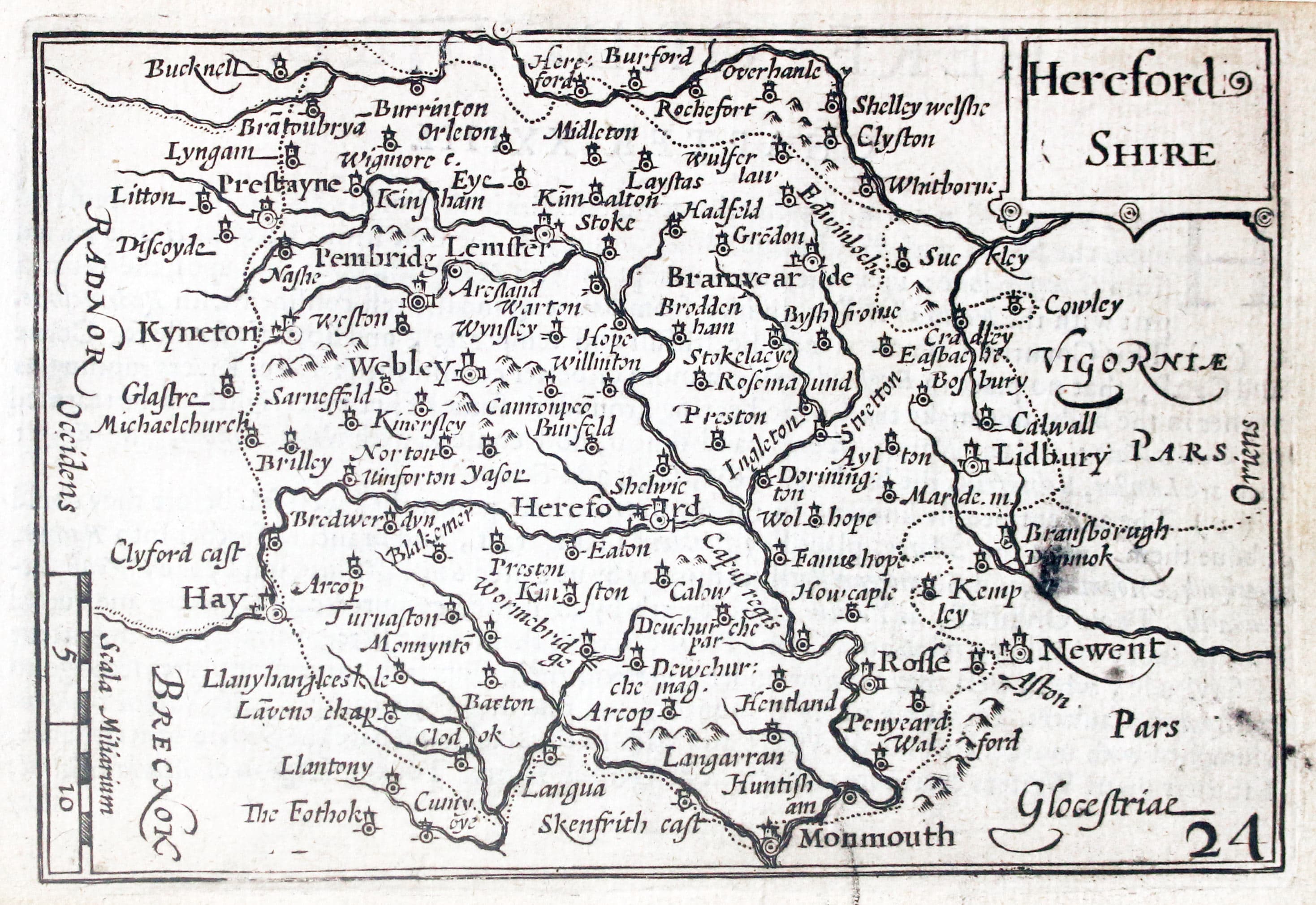 Map of Herefordshire by Pieter van den Keere 1627  Map of Herefordshire by Pieter van den Keere 1627