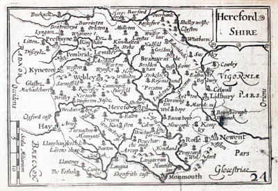 Map of Herefordshire by Pieter van den Keere 1627