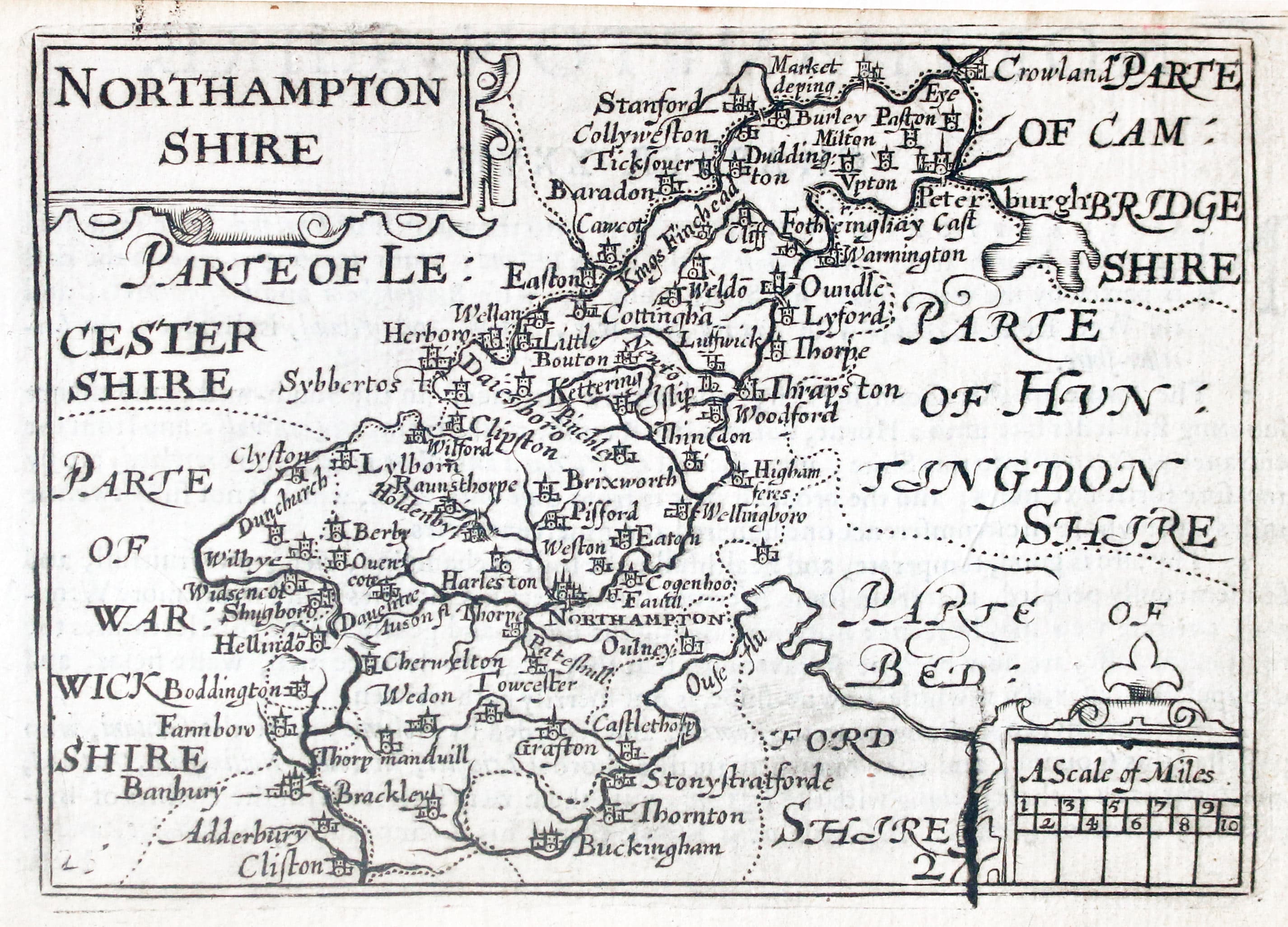 Map of Northamptonshire by Pieter van den Keere 1627  Map of Northamptonshire by Pieter van den Keere 1627