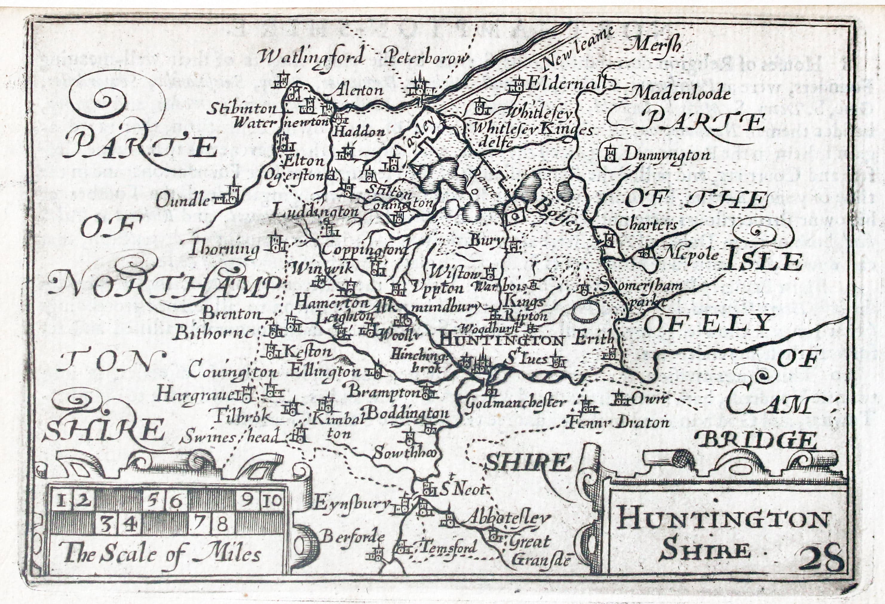 Map of Huntingdonshire by Pieter van den Keere 1627  Map of Huntingdonshire by Pieter van den Keere 1627