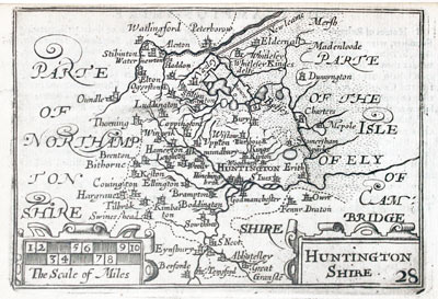 Map of Huntingdonshire by Pieter van den Keere 1627