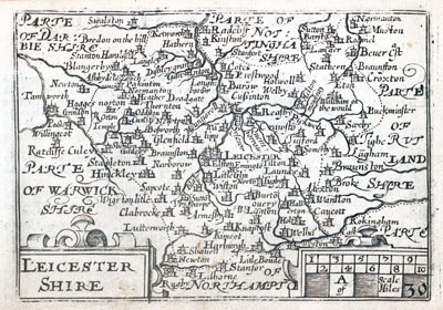  Map of Leicestershire by Pieter van den Keere 1627 