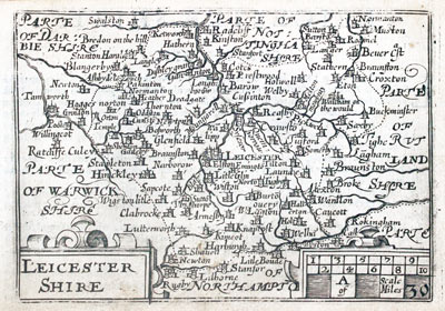 Map of Leicestershire by Pieter van den Keere 1627