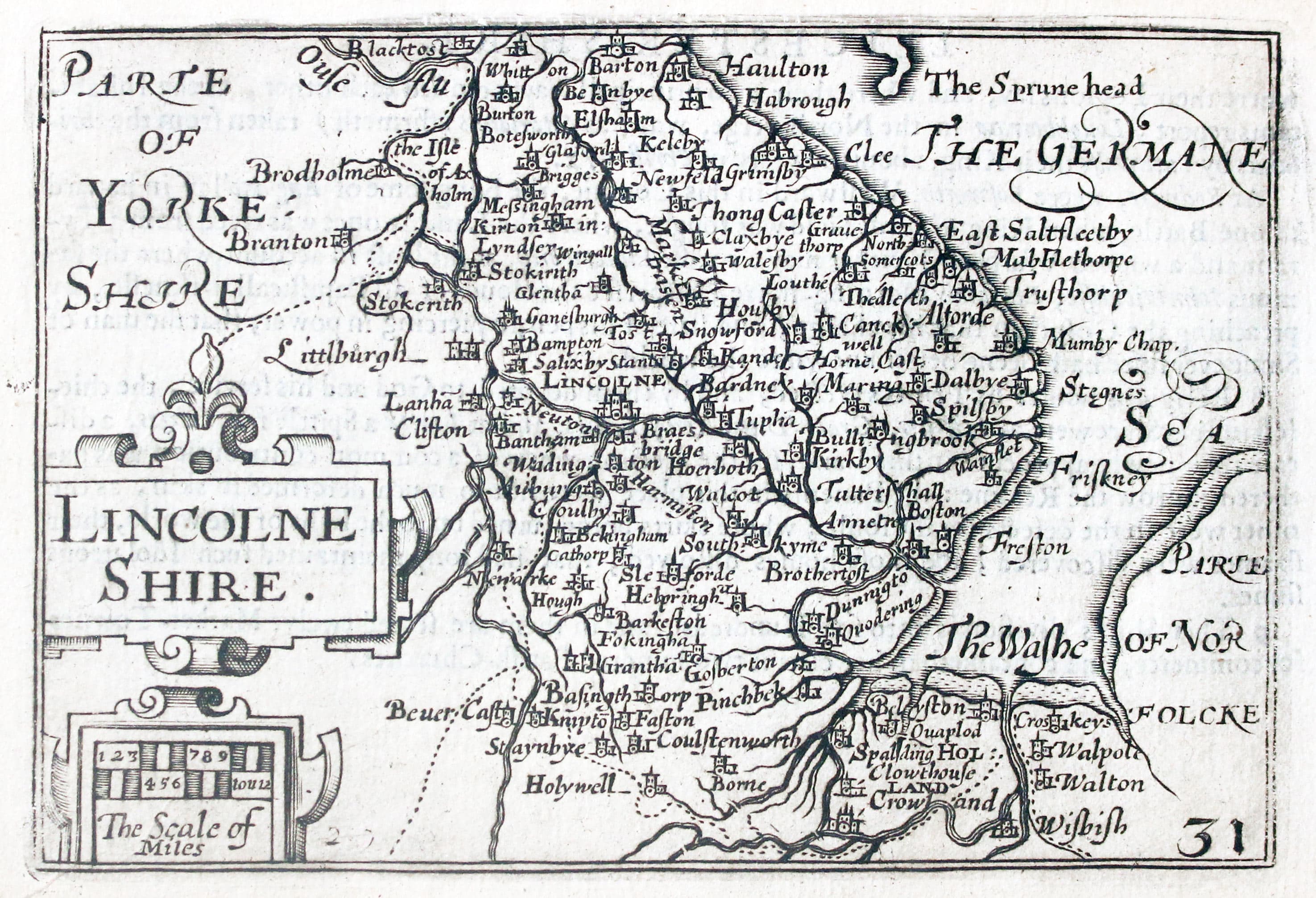 Map of Lincolnshire by Pieter van den Keere 1627  Map of Lincolnshire by Pieter van den Keere 1627
