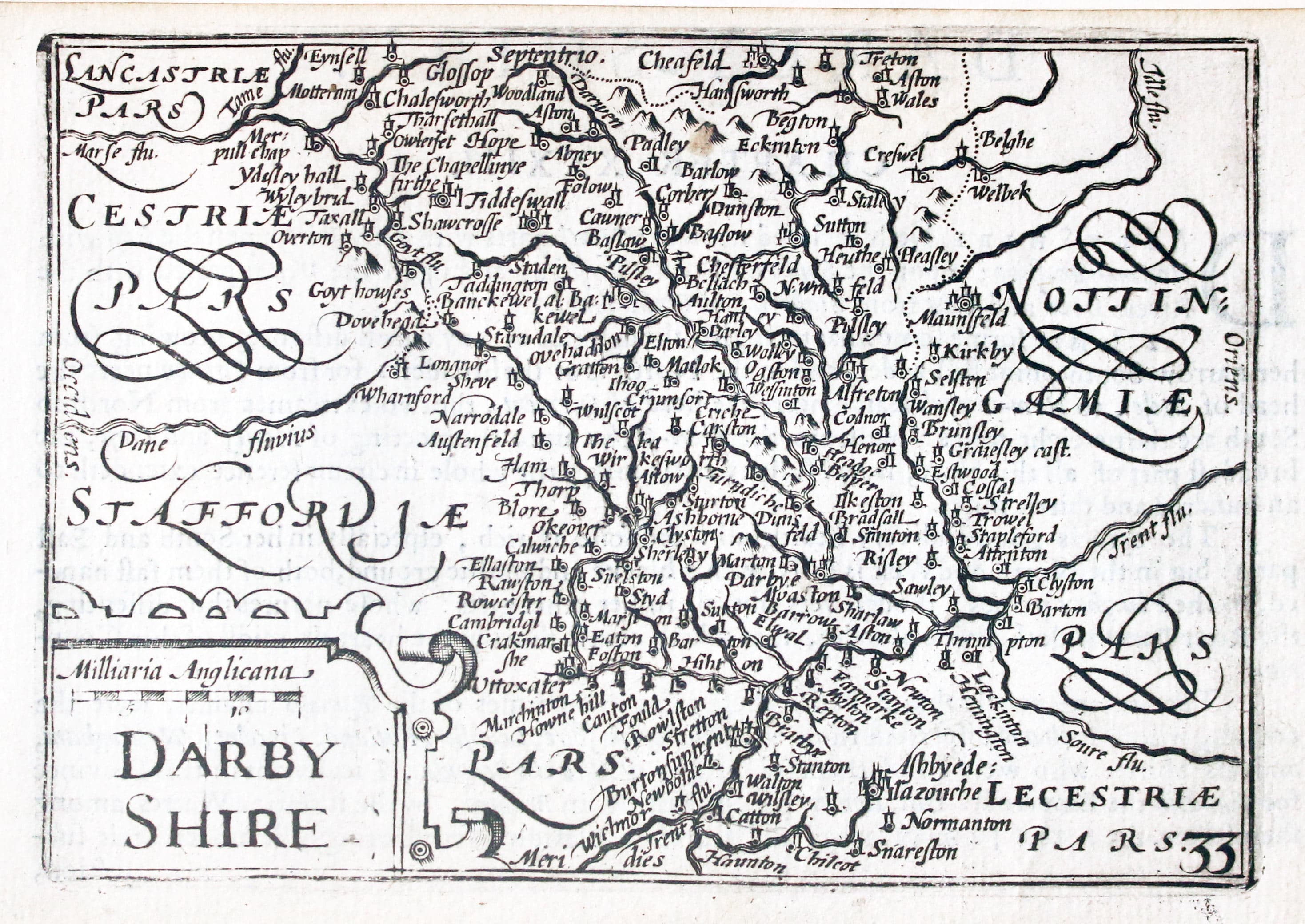 Map of Derbyshire by Pieter van den Keere 1627  Map of Derbyshire by Pieter van den Keere 1627