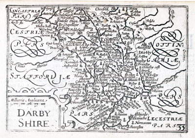  Map of Derbyshire by Pieter van den Keere 1627 