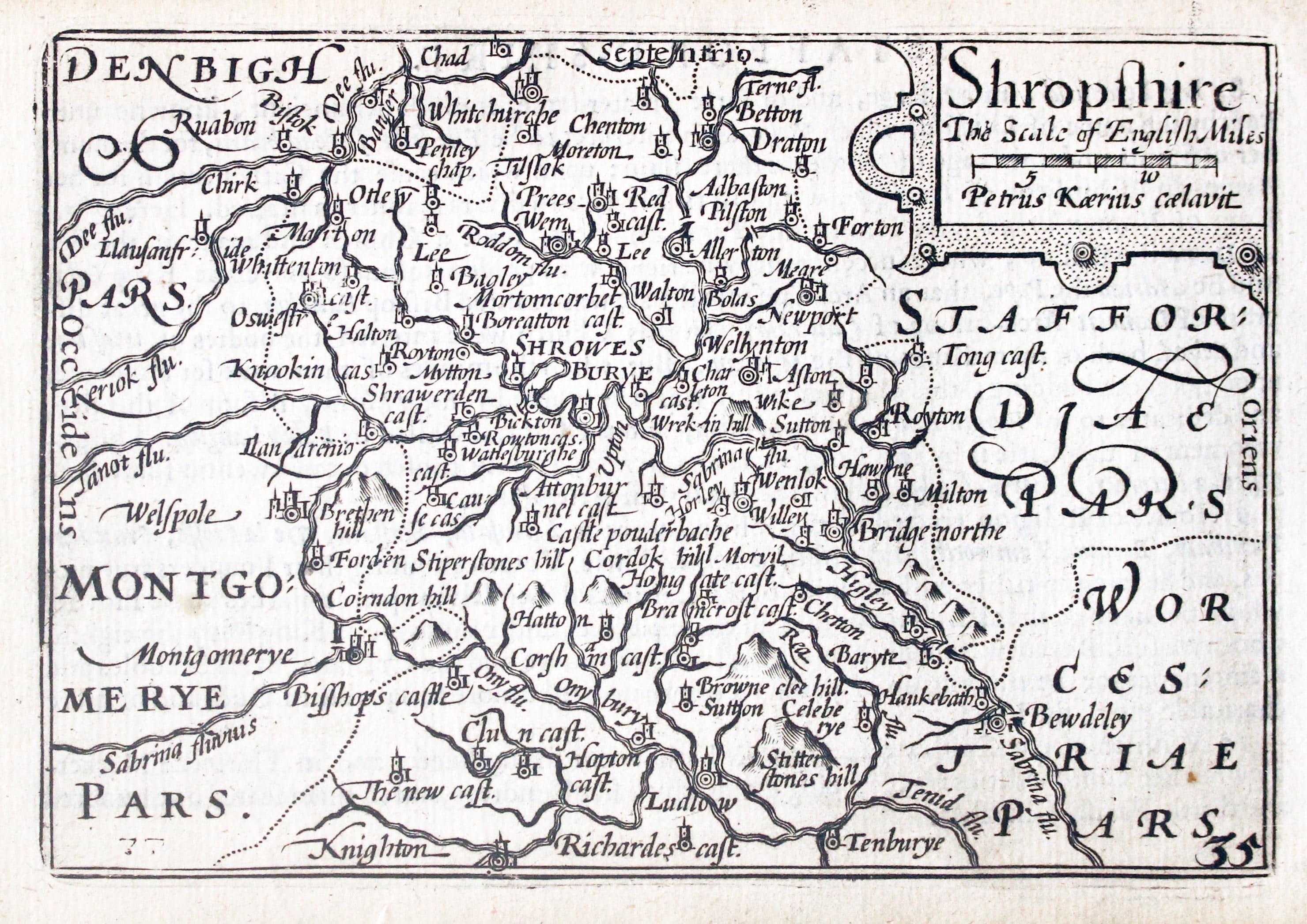 Map of Shropshire by Pieter van den Keere 1627  Map of Shropshire by Pieter van den Keere 1627