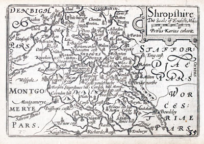  Map of Shropshire by Pieter van den Keere 1627 