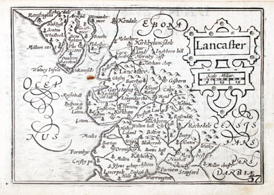 Map of Lancashire by Pieter van den Keere 1627