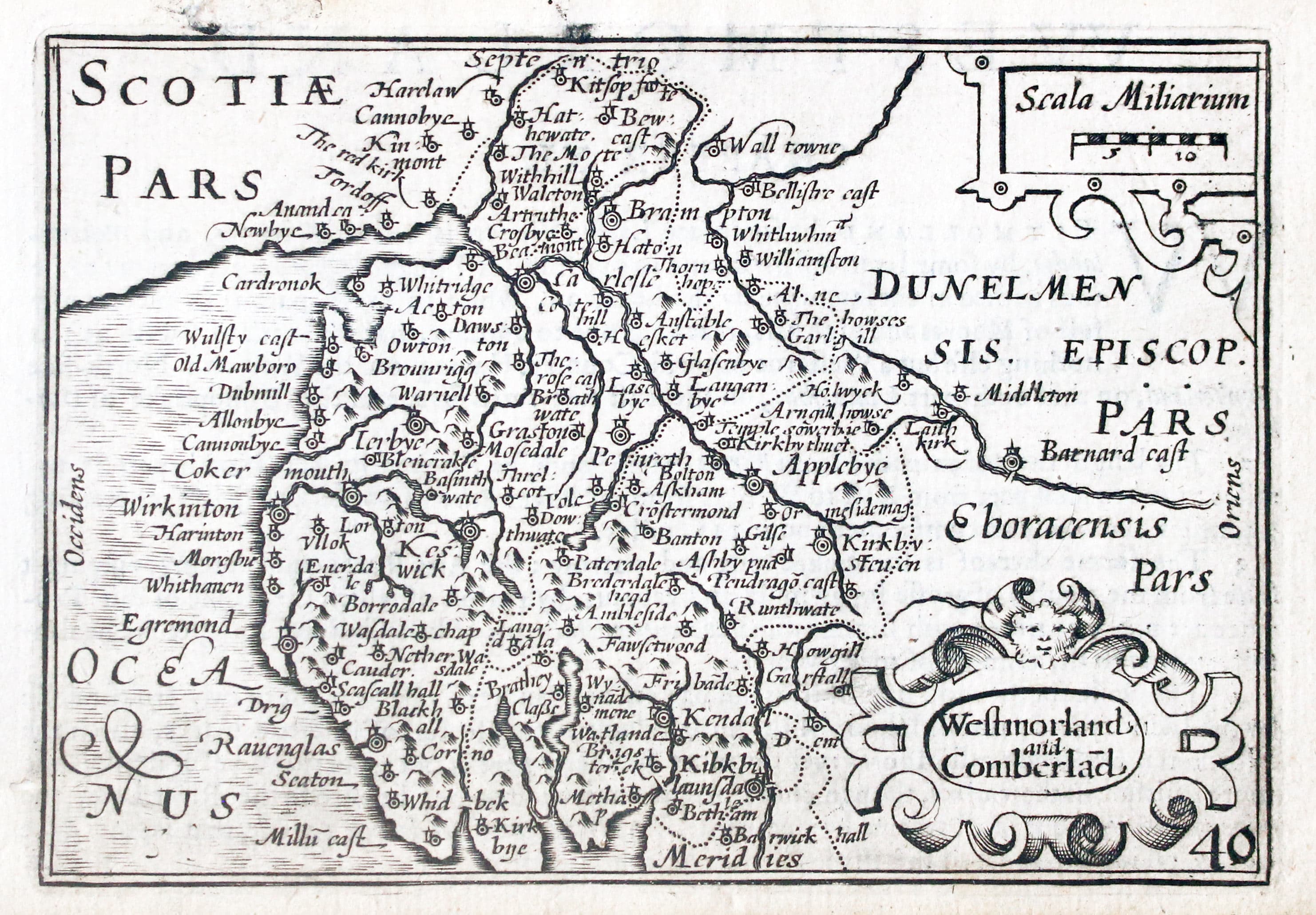 Map of Westmorland and Cumberland by Pieter van den Keere 1627  Map of Westmorland and Cumberland by Pieter van den Keere 1627