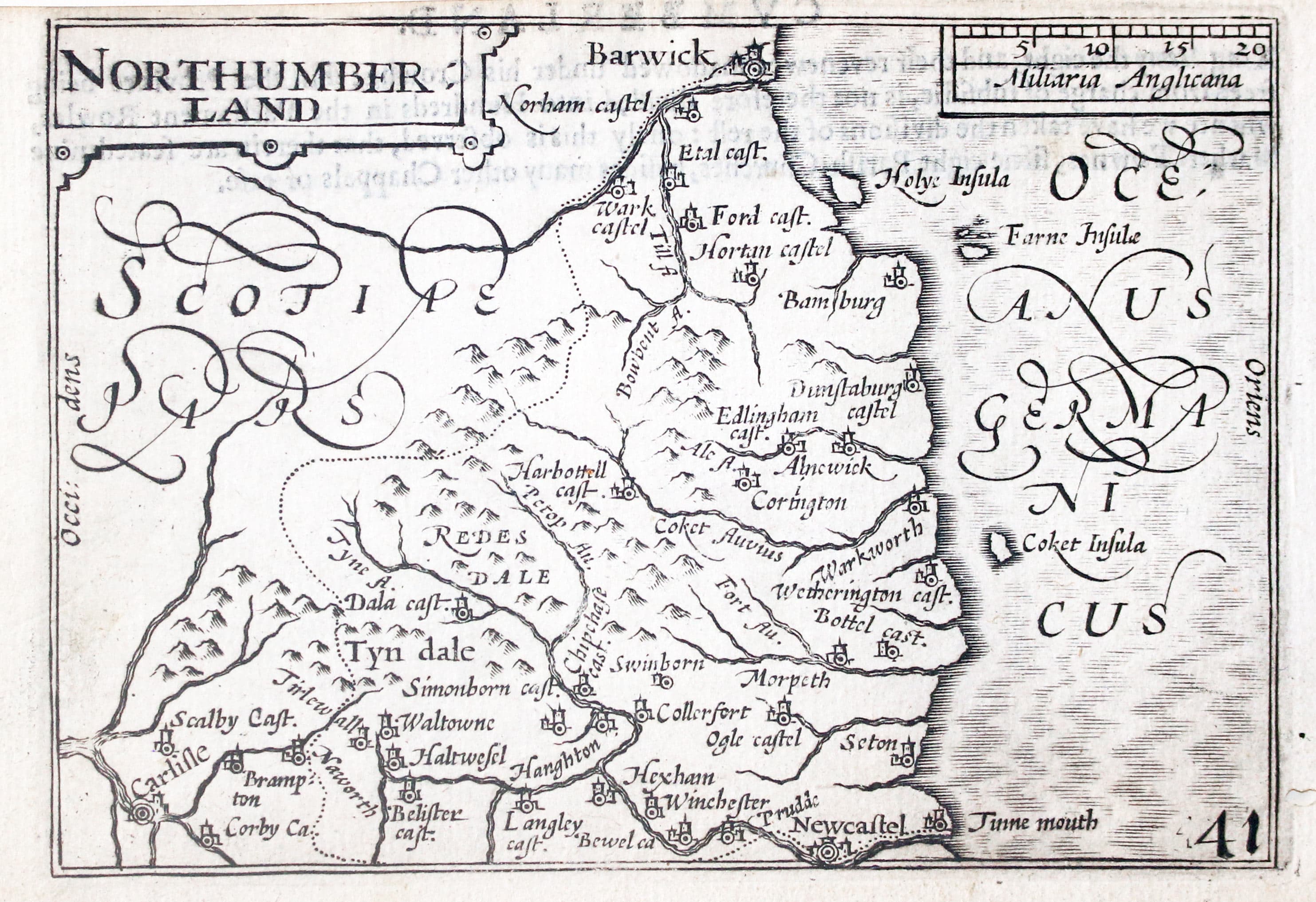 Map of Northumberland by Pieter van den Keere 1627  Map of Northumberland by Pieter van den Keere 1627