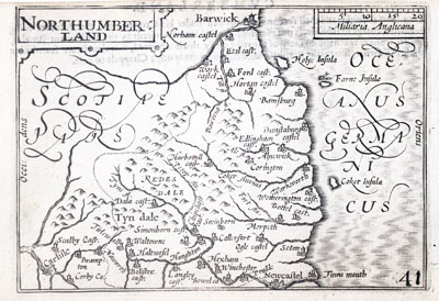 Map of Northumberland by Pieter van den Keere 1627