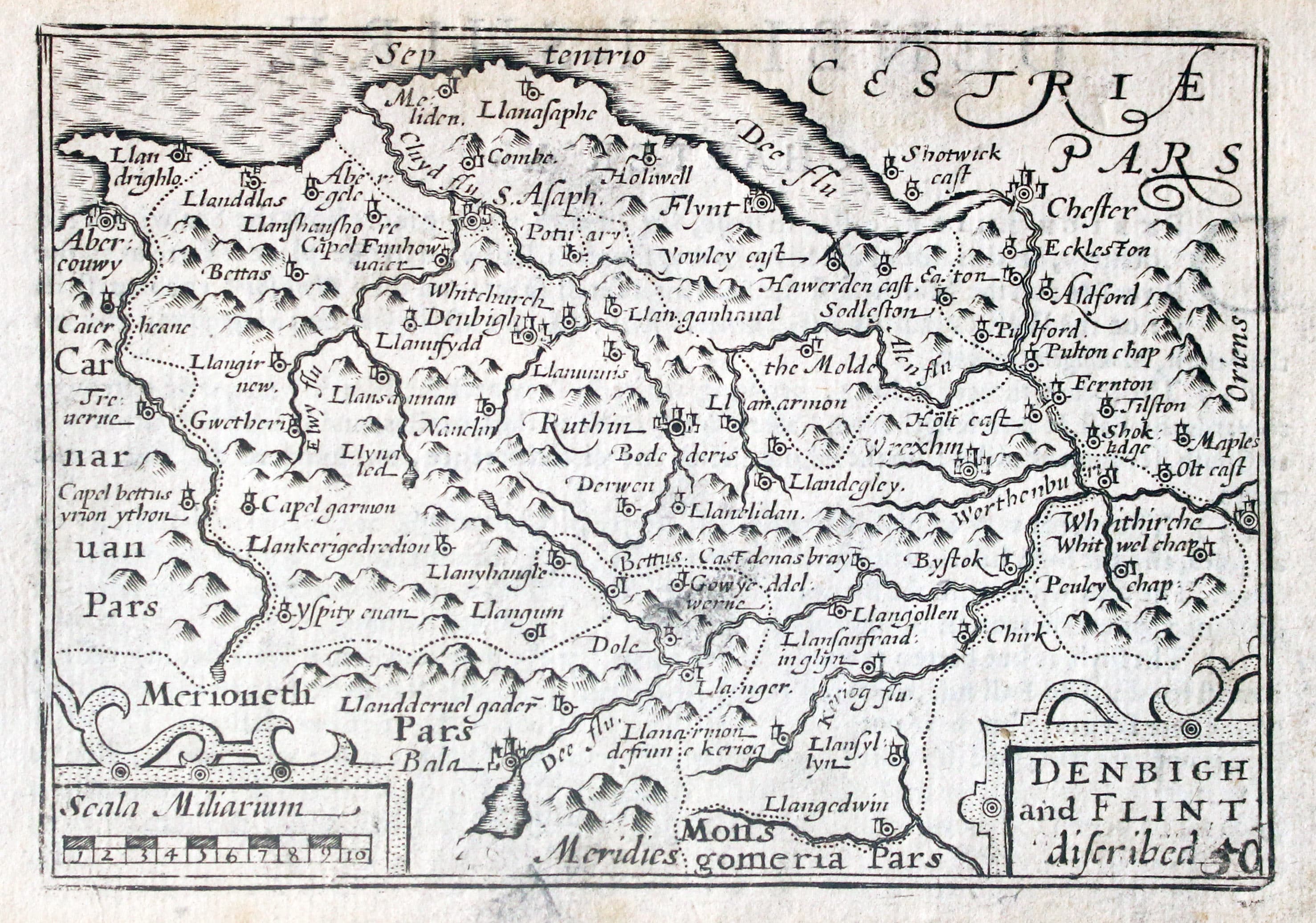 Map of Denbighshire and Flintshire by Pieter van den Keere 1627  Map of Denbighshire and Flintshire by Pieter van den Keere 1627