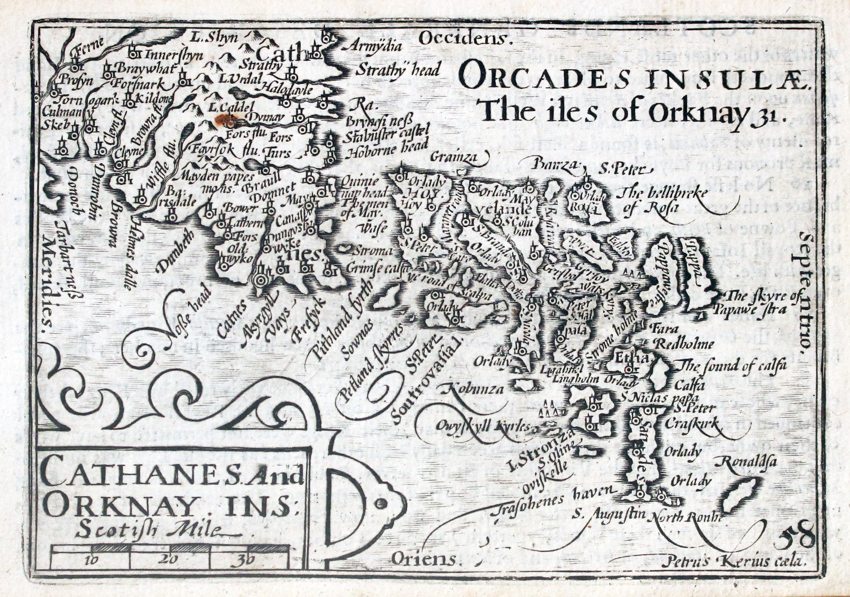 Map of the Orkney Islands, Scotland by Pieter van den Keere 1672  Map of the Orkney Islands, Scotland by Pieter van den Keere 1672