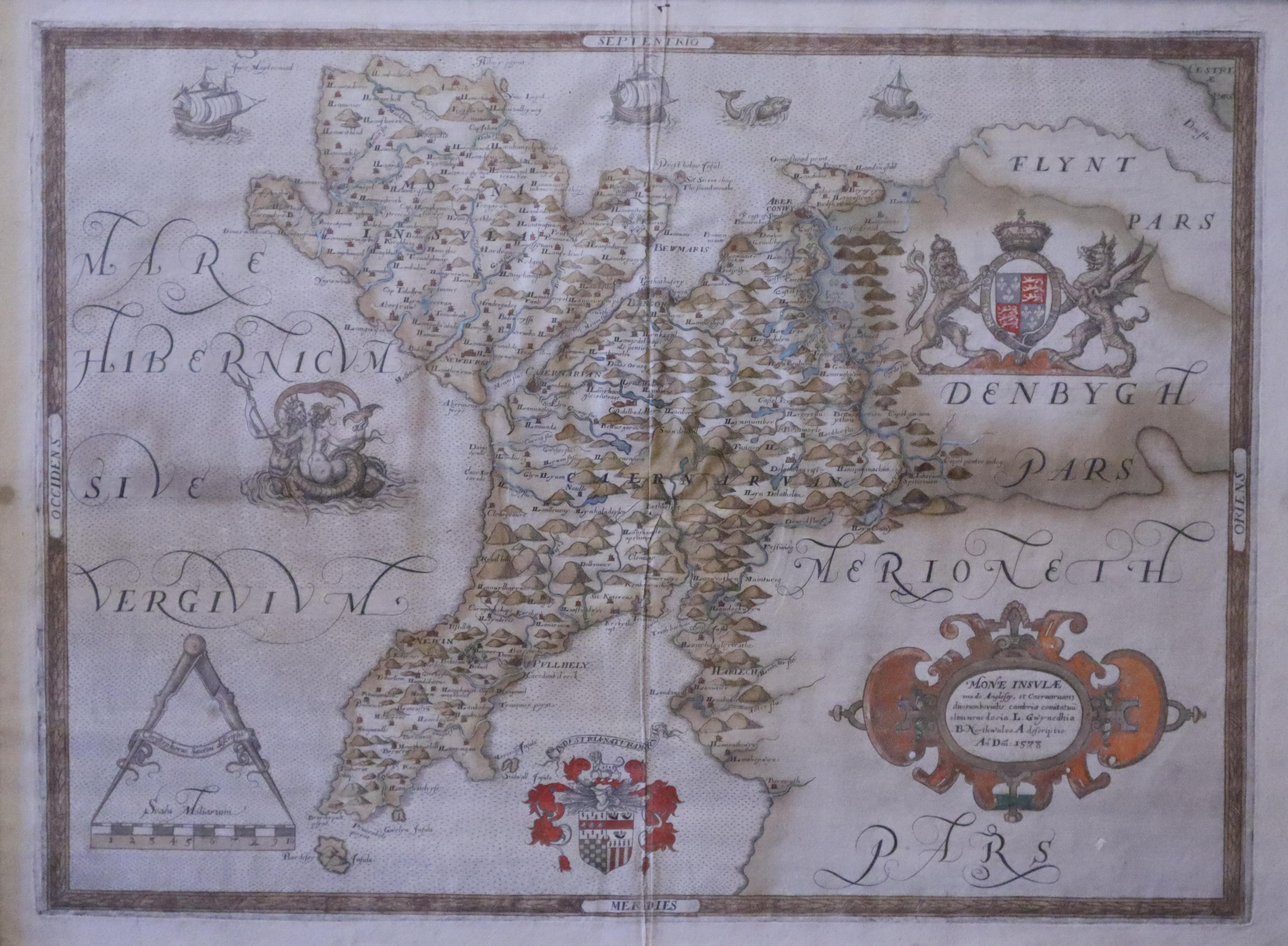 Caernarvonshire by Christopher Saxton c.1580