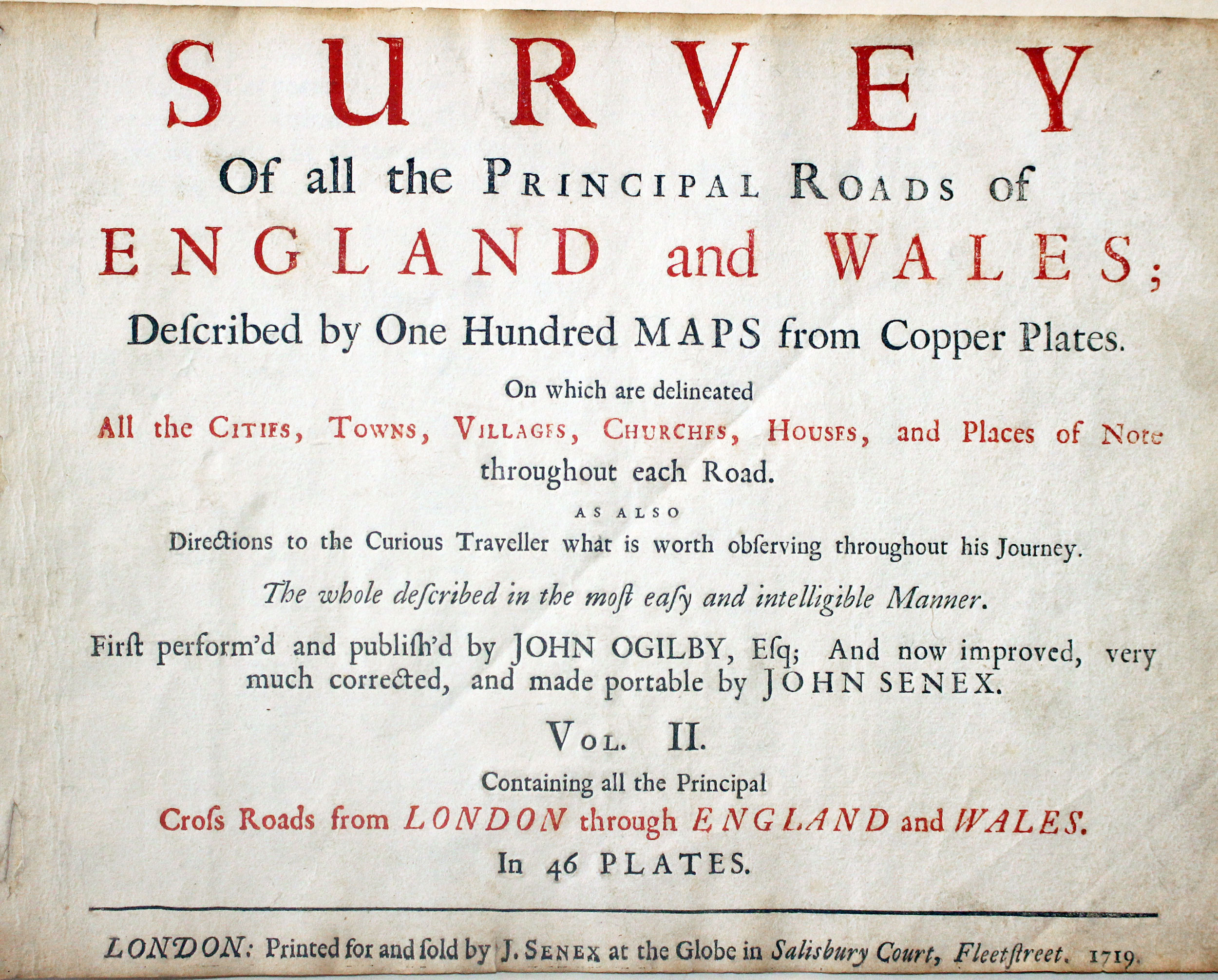Title page Senex Survey of the Roads of England and Wales